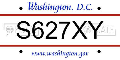 S627XY District Of Columbia License Plate