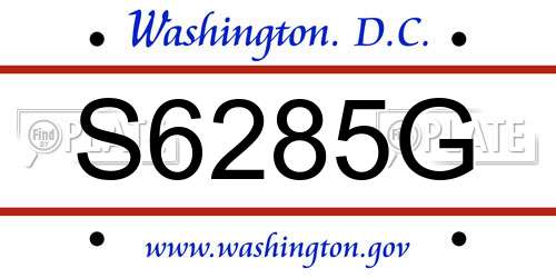 S6285G District Of Columbia License Plate