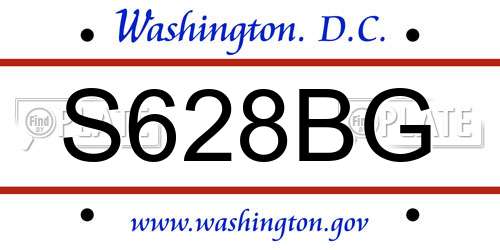 S628BG District Of Columbia License Plate