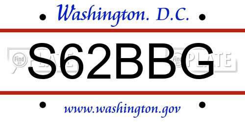 S62BBG District Of Columbia License Plate