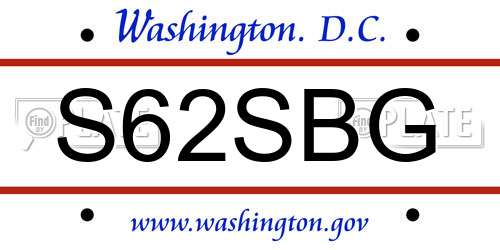 S62SBG District Of Columbia License Plate