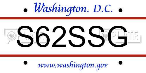 S62SSG District Of Columbia License Plate