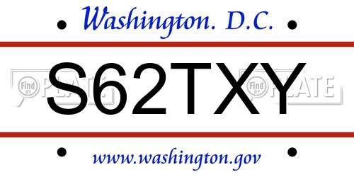 S62TXY District Of Columbia License Plate