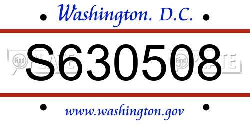 S630508 District Of Columbia License Plate