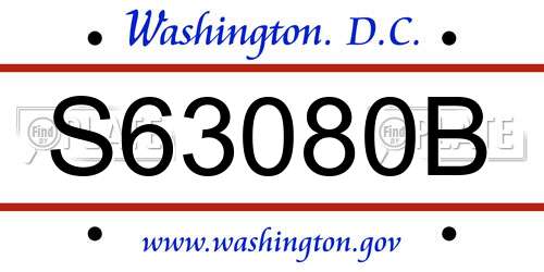 S63080B District Of Columbia License Plate