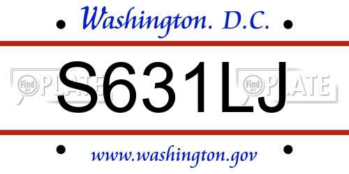 S631LJ District Of Columbia License Plate