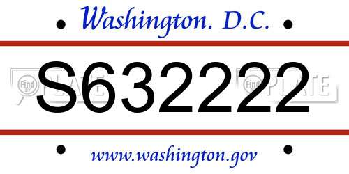S632222 District Of Columbia License Plate