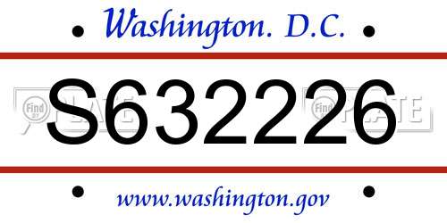 S632226 District Of Columbia License Plate