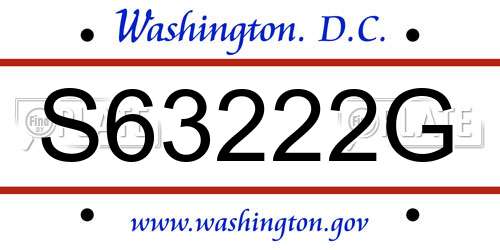S63222G District Of Columbia License Plate