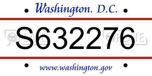 S632276 District Of Columbia License Plate