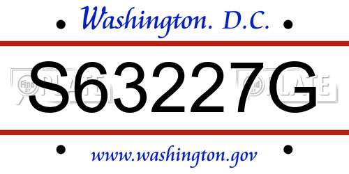 S63227G District Of Columbia License Plate
