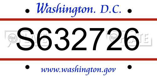 S632726 District Of Columbia License Plate