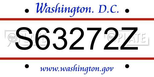 S63272Z District Of Columbia License Plate