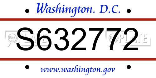 S632772 District Of Columbia License Plate