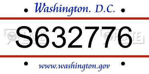 S632776 District Of Columbia License Plate