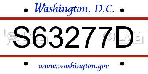 S63277D District Of Columbia License Plate