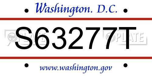 S63277T District Of Columbia License Plate
