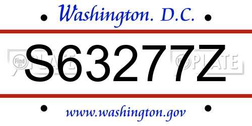 S63277Z District Of Columbia License Plate
