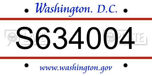 S634004 District Of Columbia License Plate