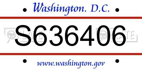 S636406 District Of Columbia License Plate