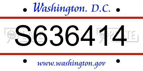S636414 District Of Columbia License Plate