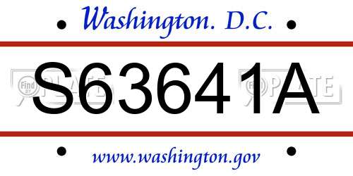 S63641A District Of Columbia License Plate