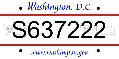 S637222 District Of Columbia License Plate
