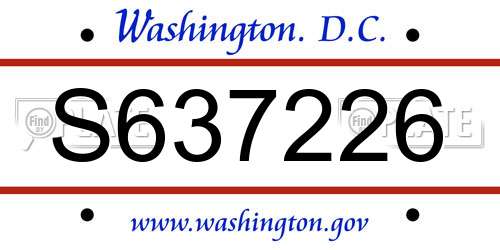 S637226 District Of Columbia License Plate