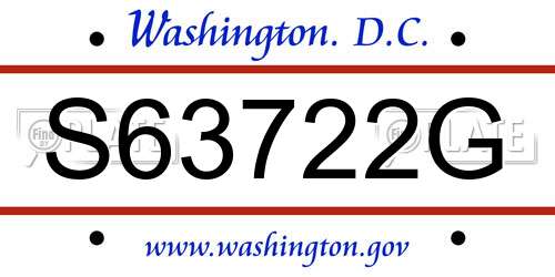 S63722G District Of Columbia License Plate