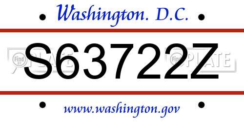 S63722Z District Of Columbia License Plate