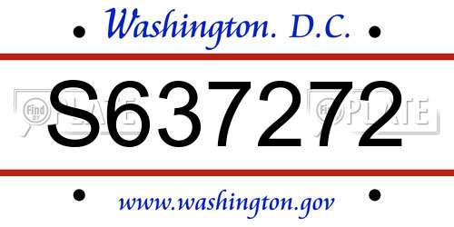 S637272 District Of Columbia License Plate