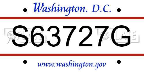 S63727G District Of Columbia License Plate