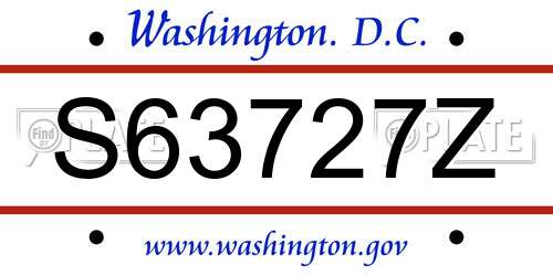S63727Z District Of Columbia License Plate