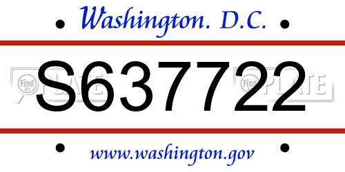 S637722 District Of Columbia License Plate