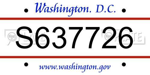 S637726 District Of Columbia License Plate