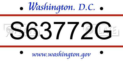 S63772G District Of Columbia License Plate