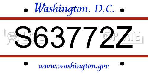 S63772Z District Of Columbia License Plate