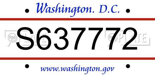 S637772 District Of Columbia License Plate