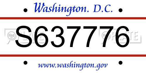 S637776 District Of Columbia License Plate