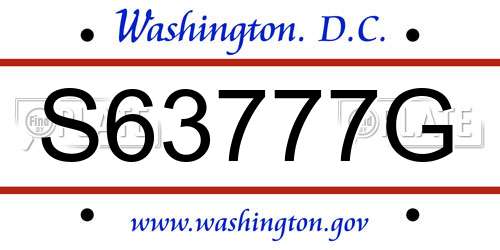 S63777G District Of Columbia License Plate