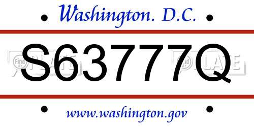 S63777Q District Of Columbia License Plate