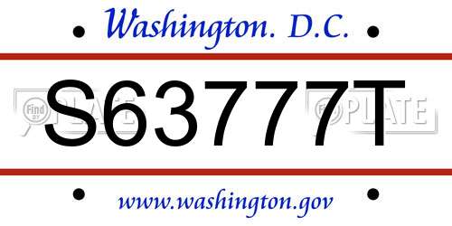S63777T District Of Columbia License Plate