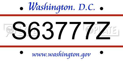 S63777Z District Of Columbia License Plate