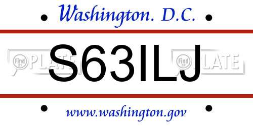 S63ILJ District Of Columbia License Plate