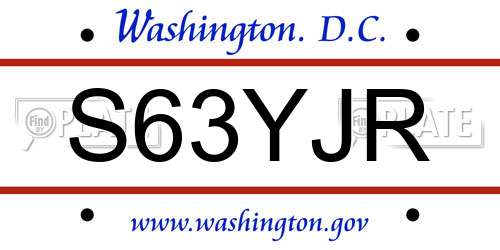 S63YJR District Of Columbia License Plate