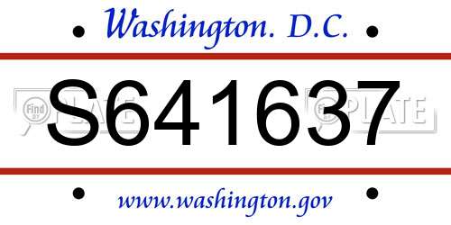 S641637 District Of Columbia License Plate