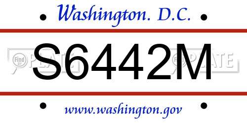 S6442M District Of Columbia License Plate