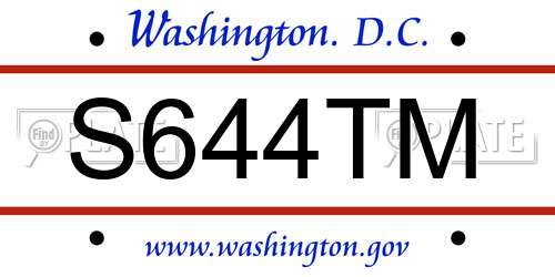 S644TM District Of Columbia License Plate