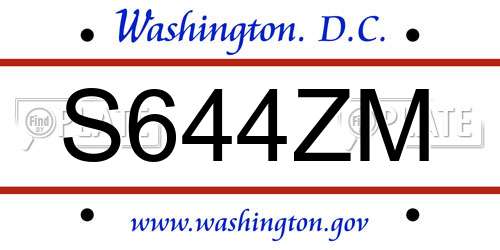 S644ZM District Of Columbia License Plate