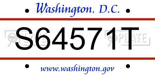 S64571T District Of Columbia License Plate